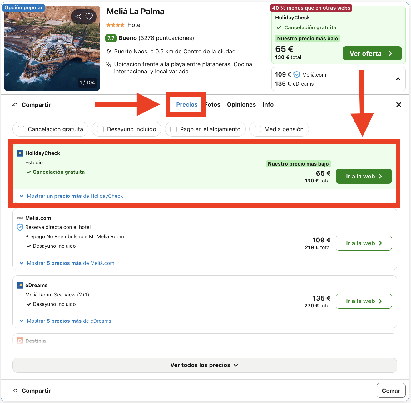 Fin en La Palma: hotel Meliá 4* en primera línea de playa por 32€