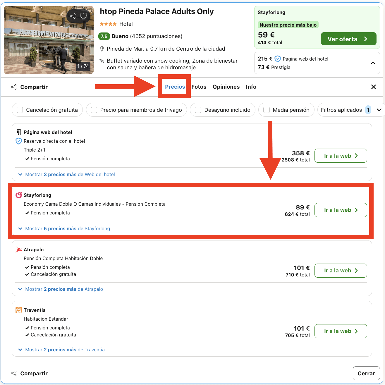 Pineda de Mar: hotel 4* con todas las comidas incluidas por 44€