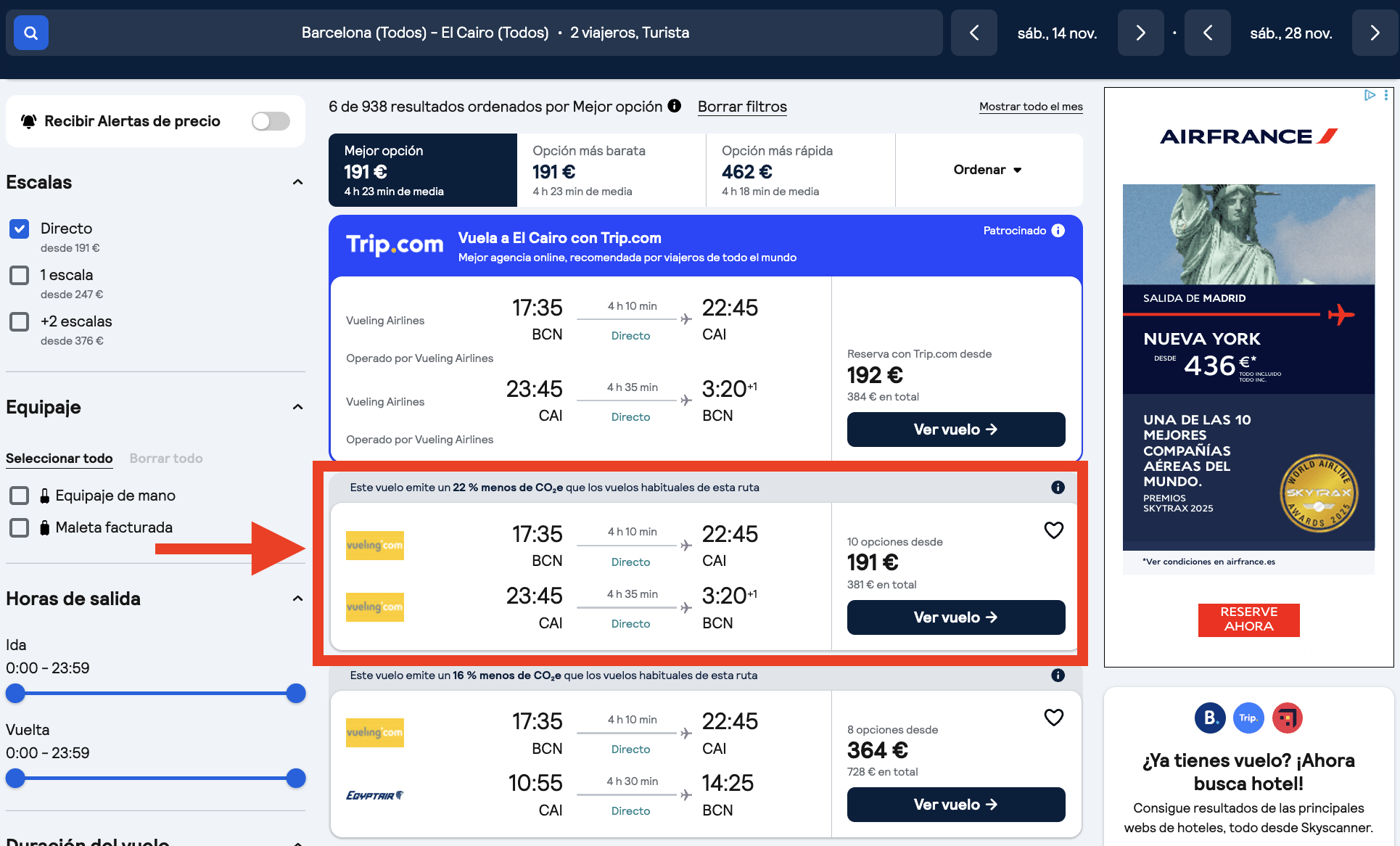 Vuelos directos a Egipto por 191€ ida y vuelta