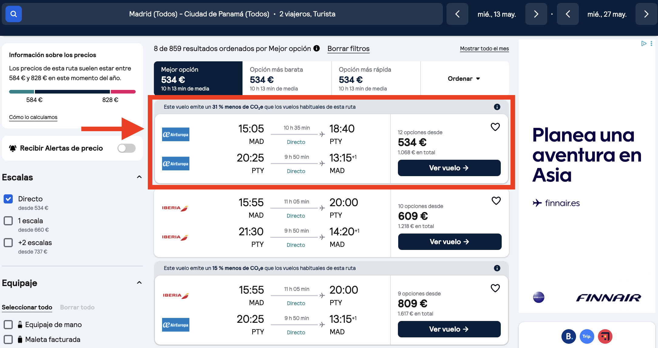 Vuelos directos a Panamá por 534€ ida y vuelta