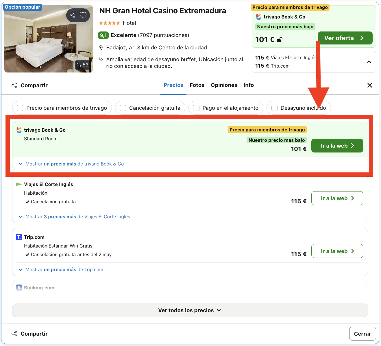 NH Gran Hotel Casino Extremadura 5* por 50€