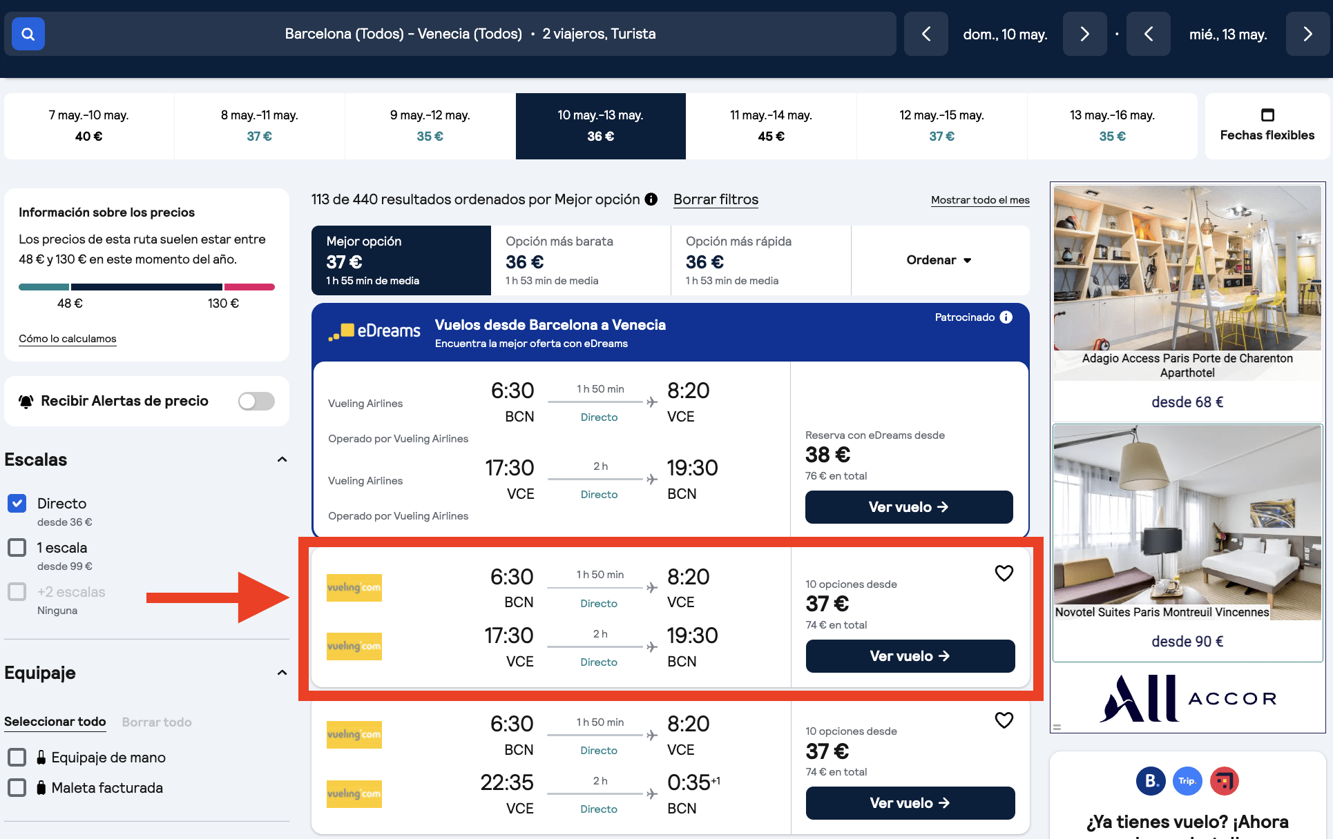 Venecia: vuelos + 3 noches por 178€
