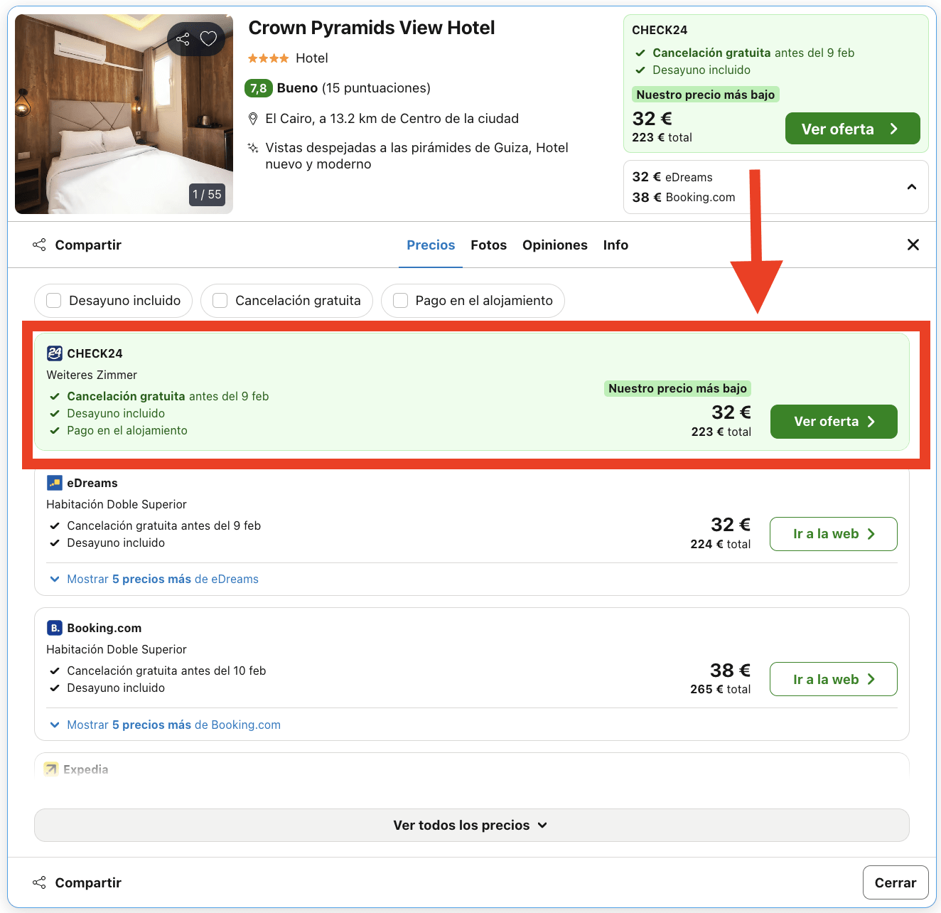 Vuelos directos a El Cairo + 7 noches en hotel 4* con vistas a las famosas pirámides + desayunos por 289€