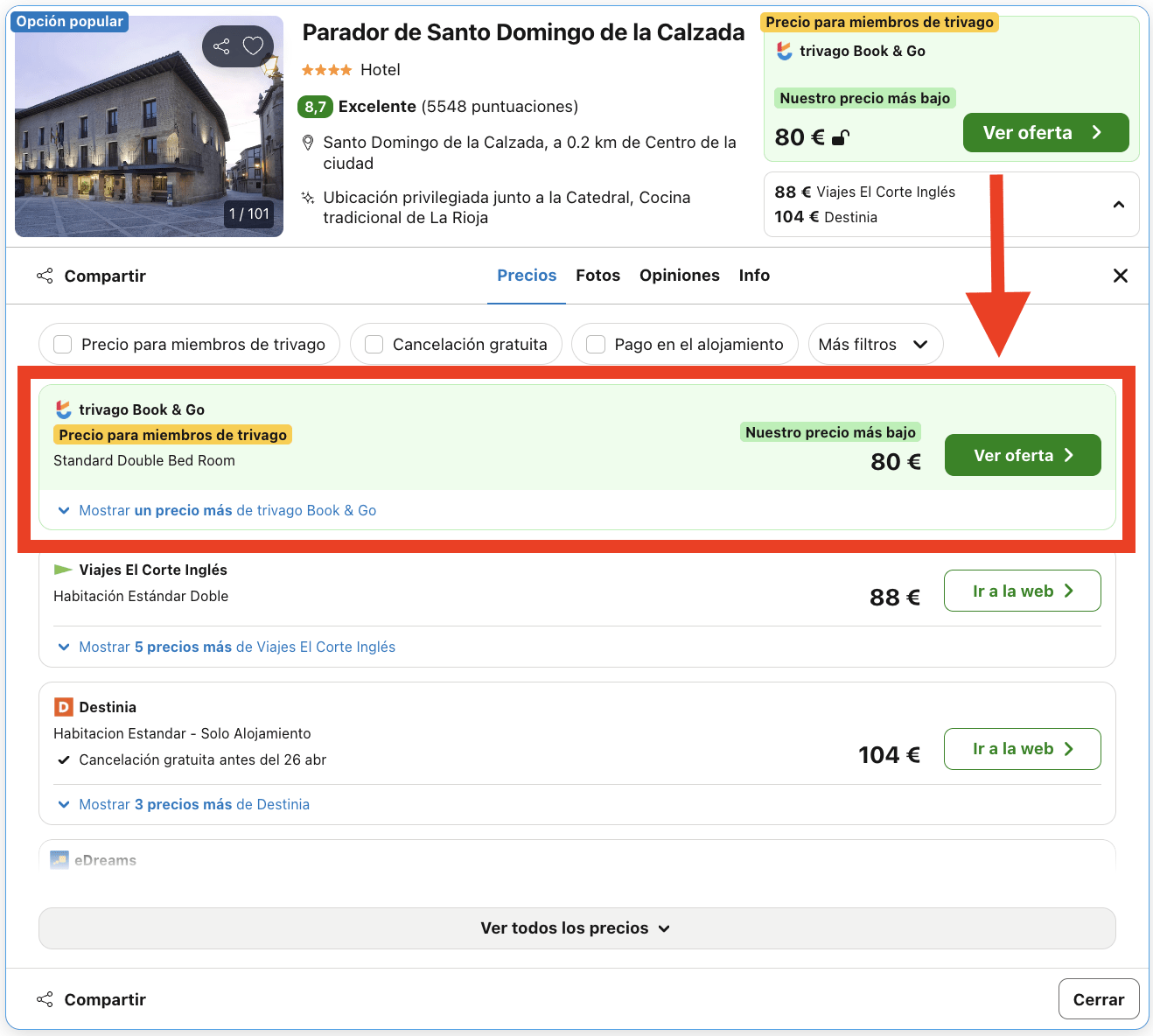 Parador en un edificio construido en el siglo XII por 40€