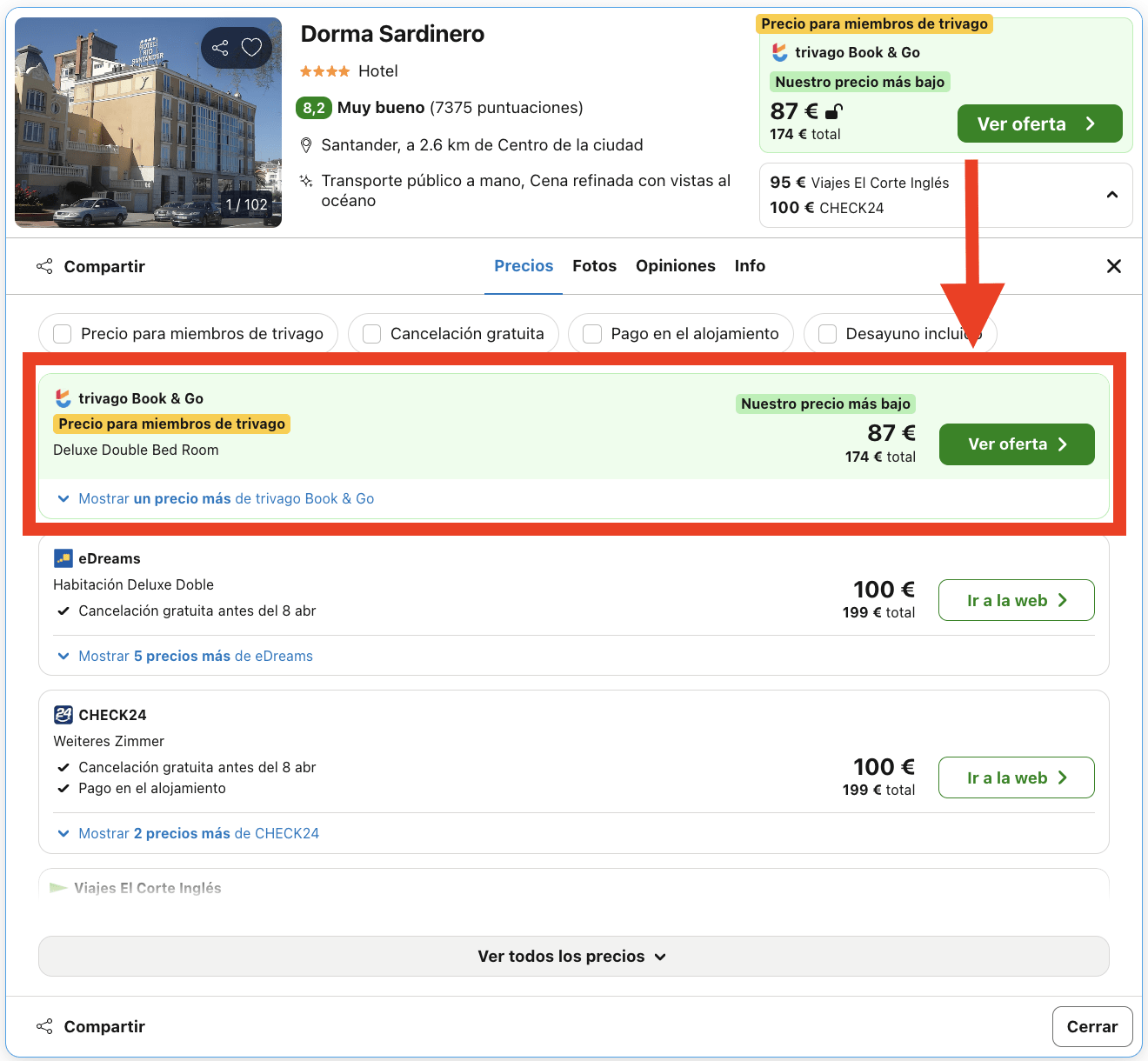 Finde en Santander: hotel 4* justo enfrente de la playa de El Sardinero por 43€