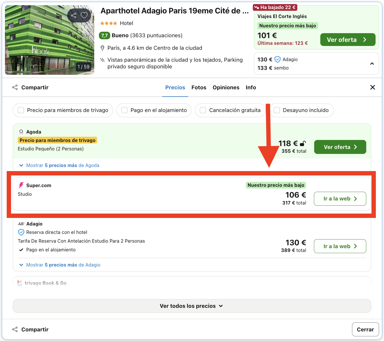 Puente de mayo en París: aparthotel 4* con vistas por 53€