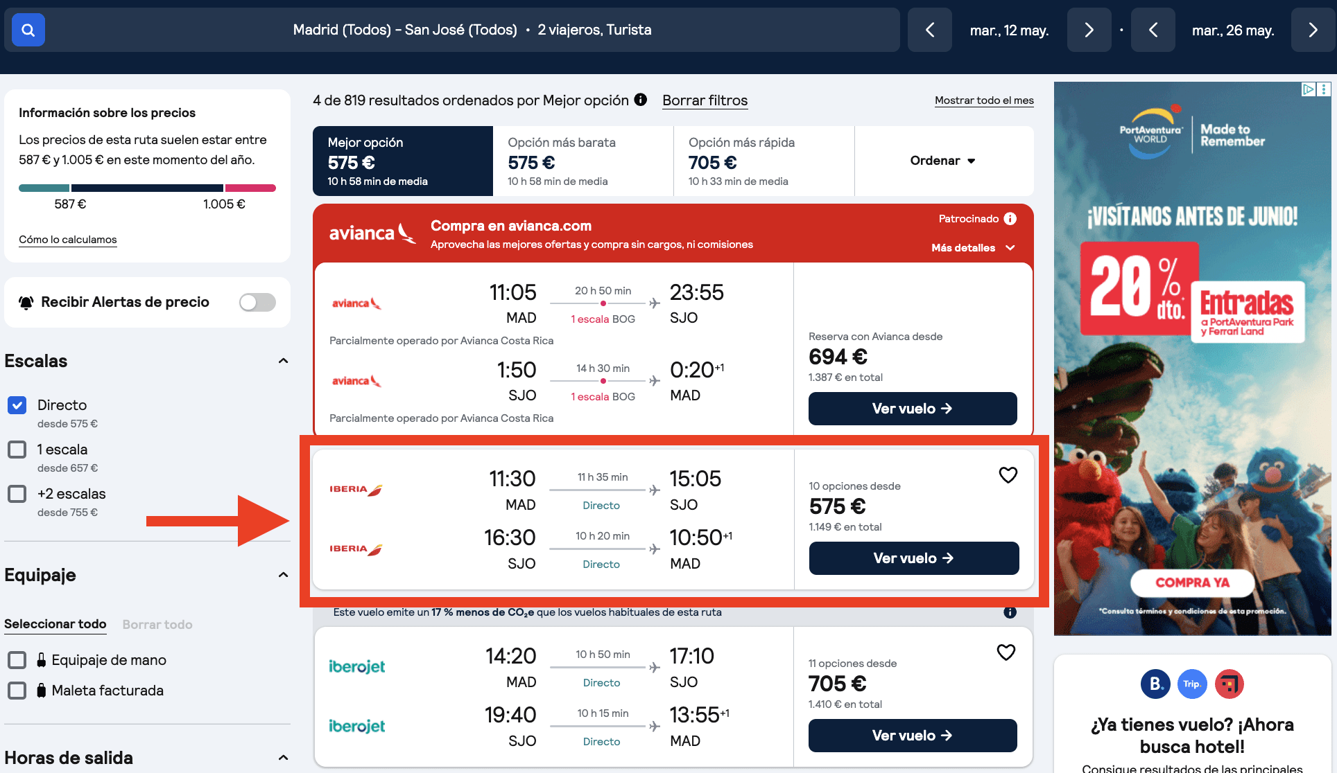 Vuelos directos a Costa Rica por 575€ ida y vuelta
