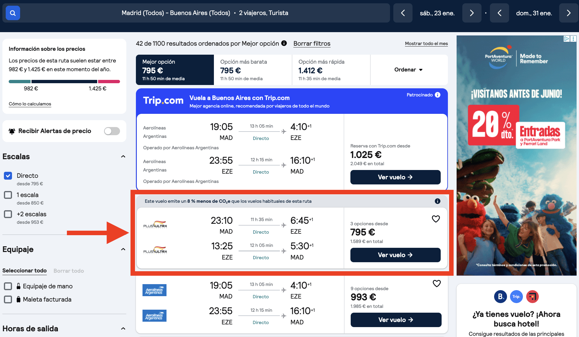 Vuelos directos a Buenos Aires por 795€ ida y vuelta