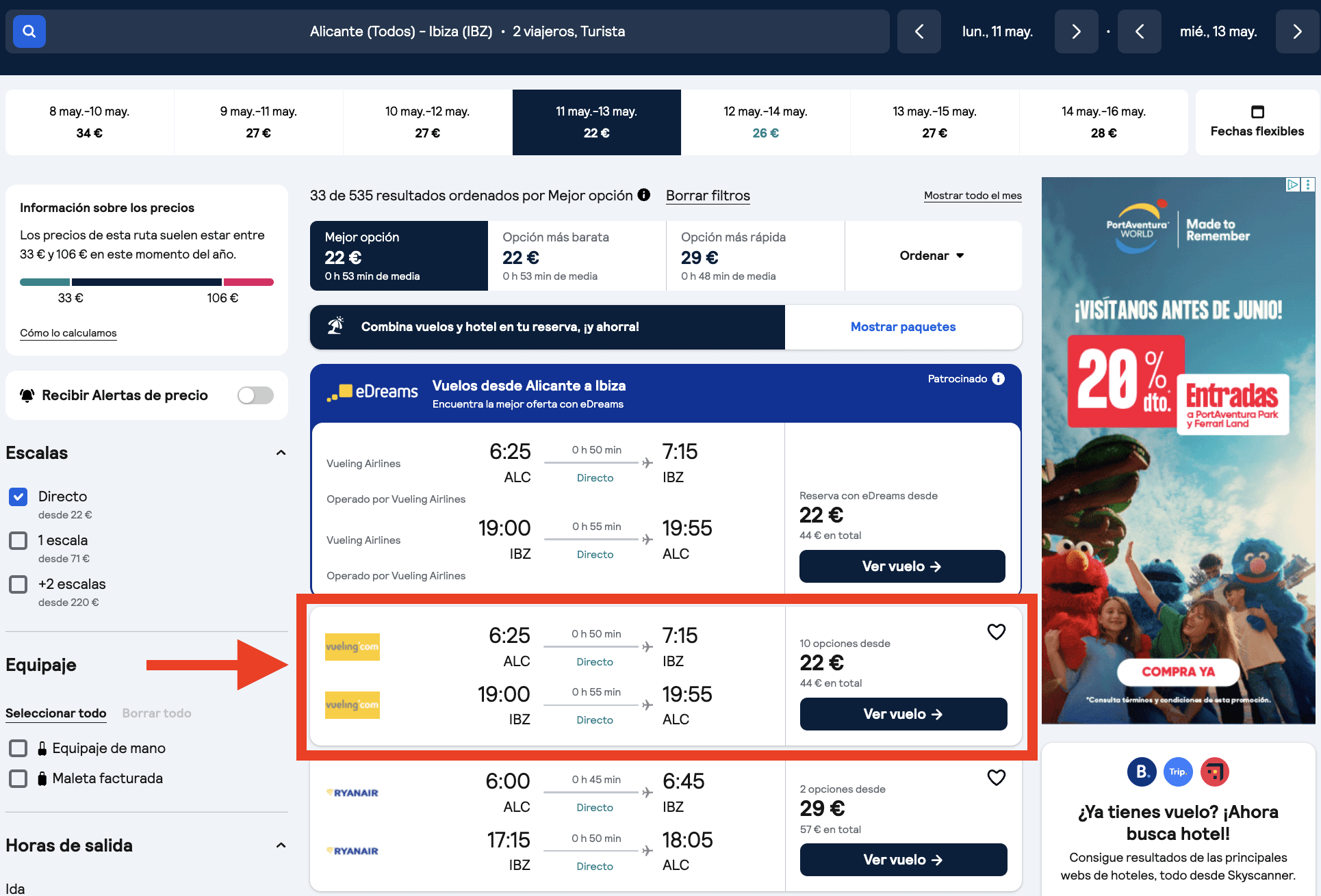 Ibiza: vuelos + 2 noches en un hotel a 2 minutos de la playa por 80€