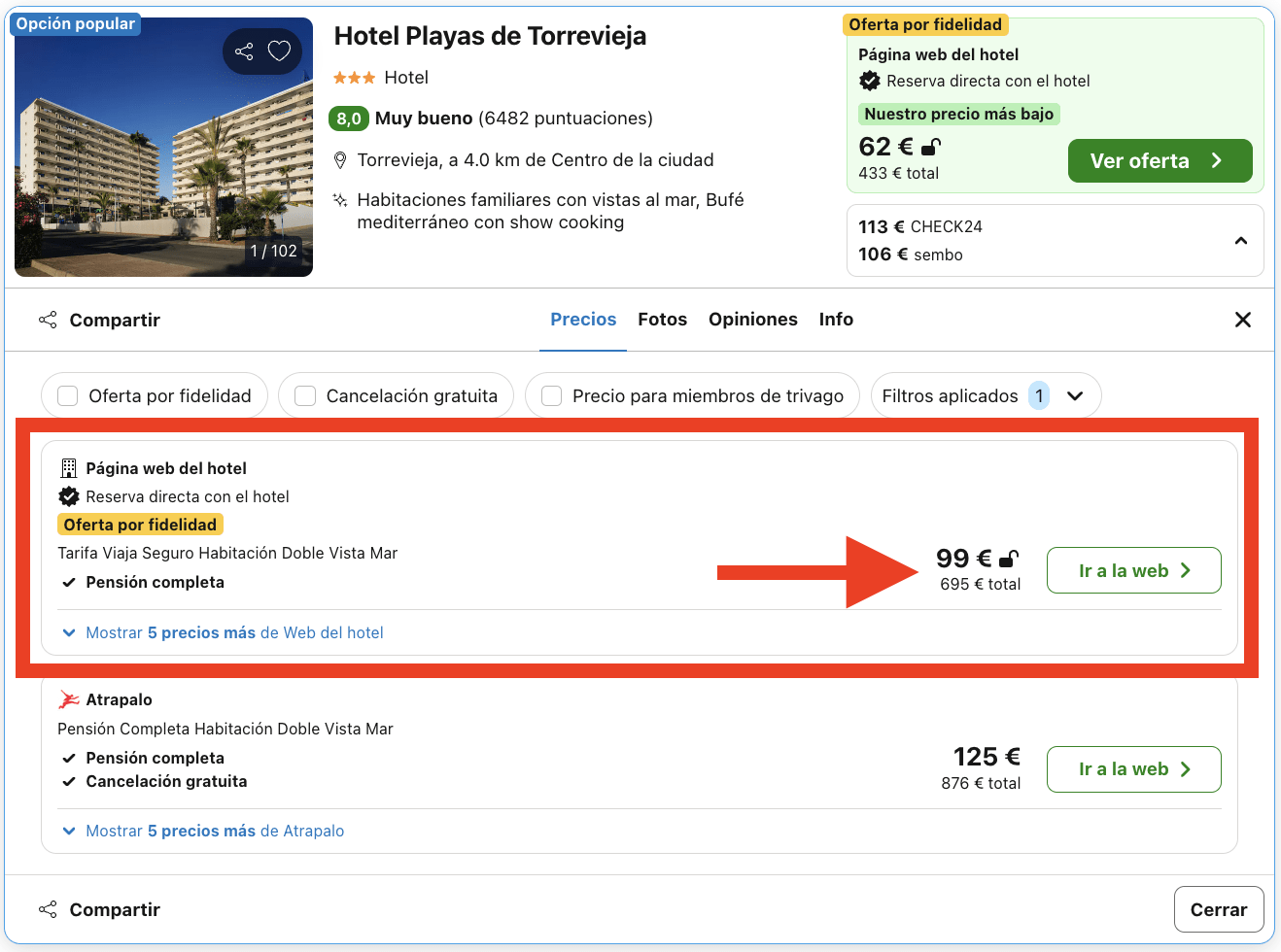 Hotel en Torrevieja con todas las comidas incluidas por 49€