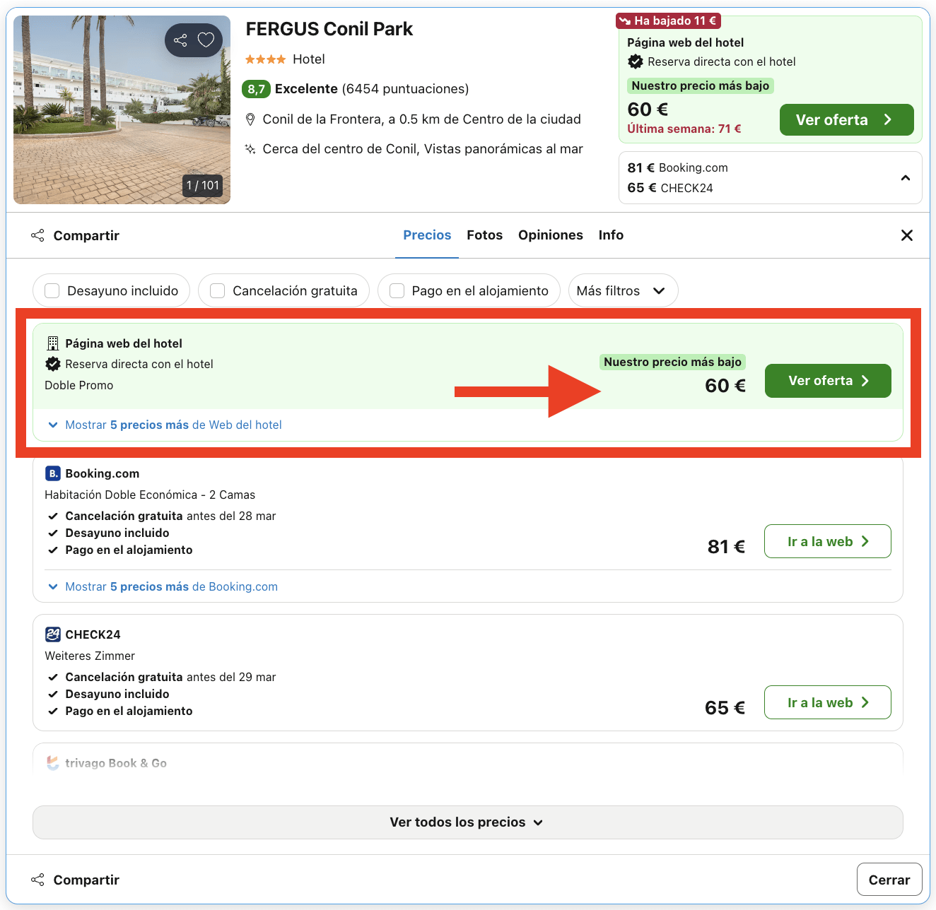 Hotel 4* en Conil por 30€