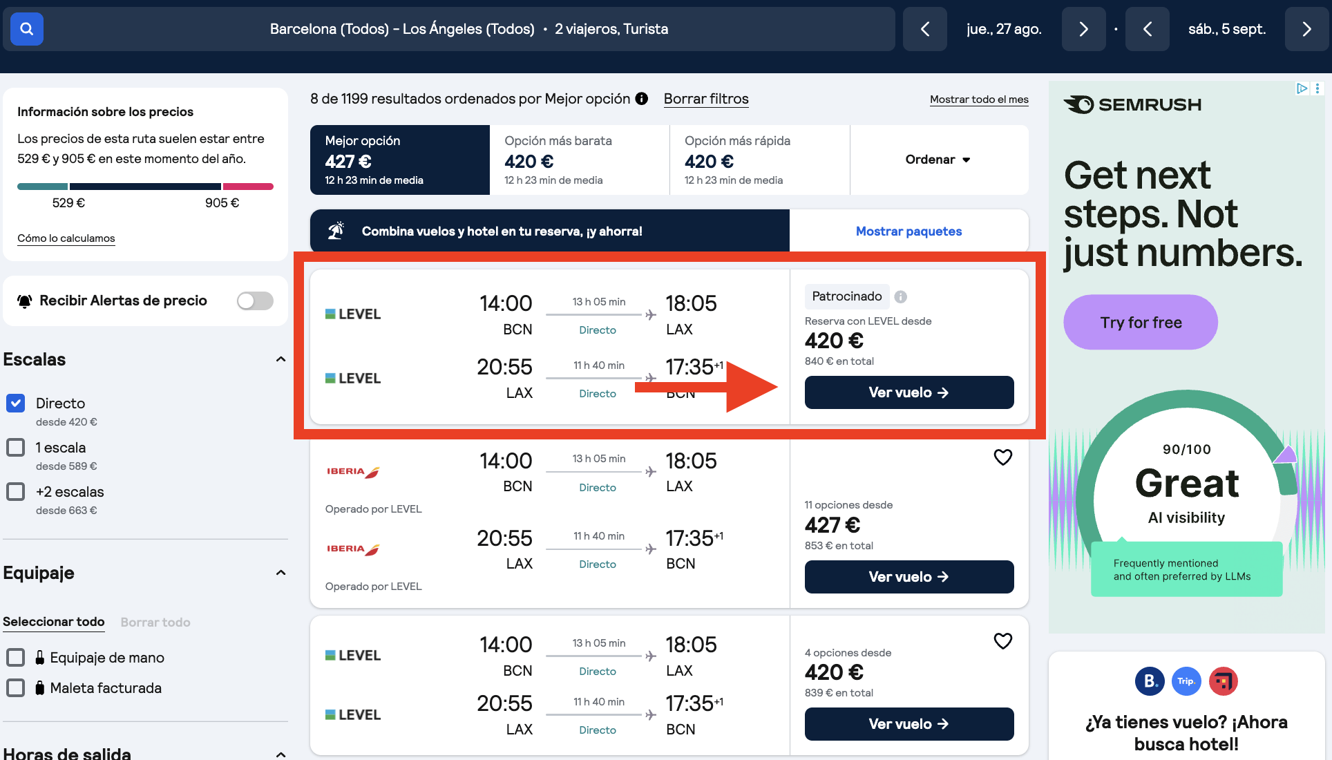 Agosto en Los Ángeles: vuelos directos por 420€ ida y vuelta