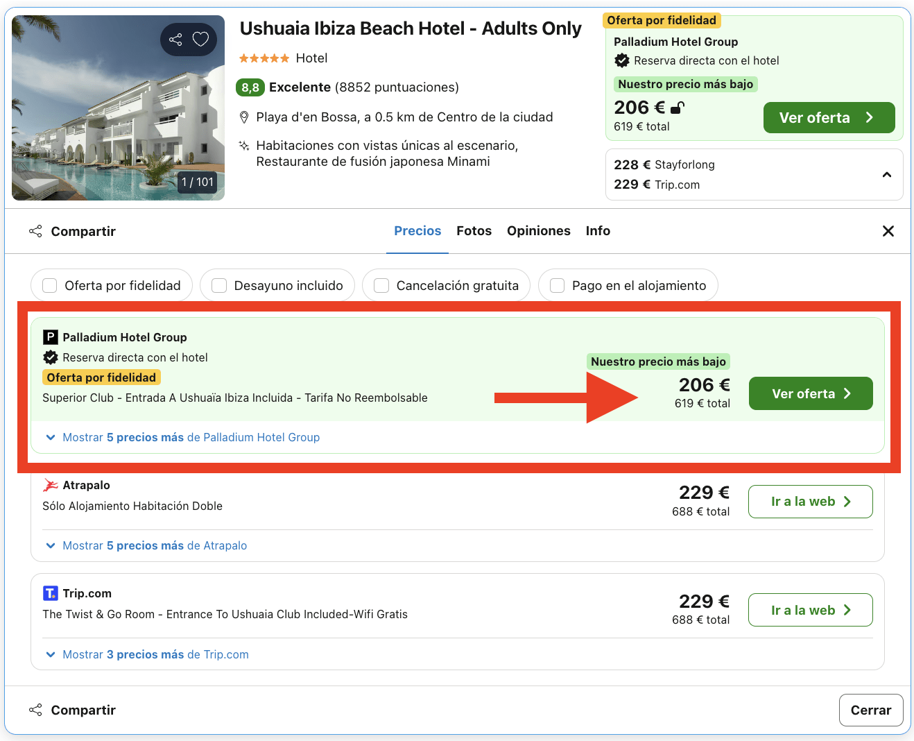 Ushuaïa Ibiza Beach Hotel - Adults Only 5* por 103€