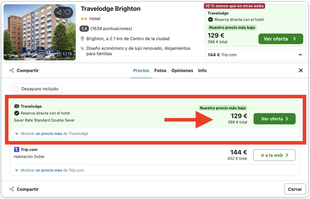 Puente de mayo en Brighton (Inglaterra): acogedor hotel por 64€
