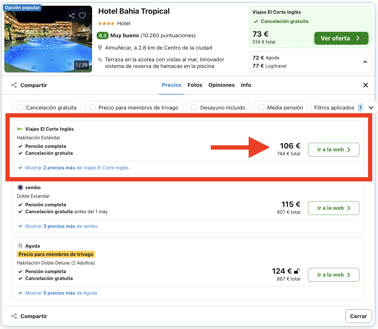 Almuñécar: hotel 4* con spa en régimen de pensión completa por 53€