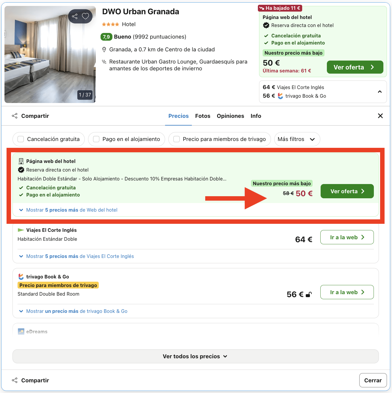 Hotel 4* en Granada por 25€