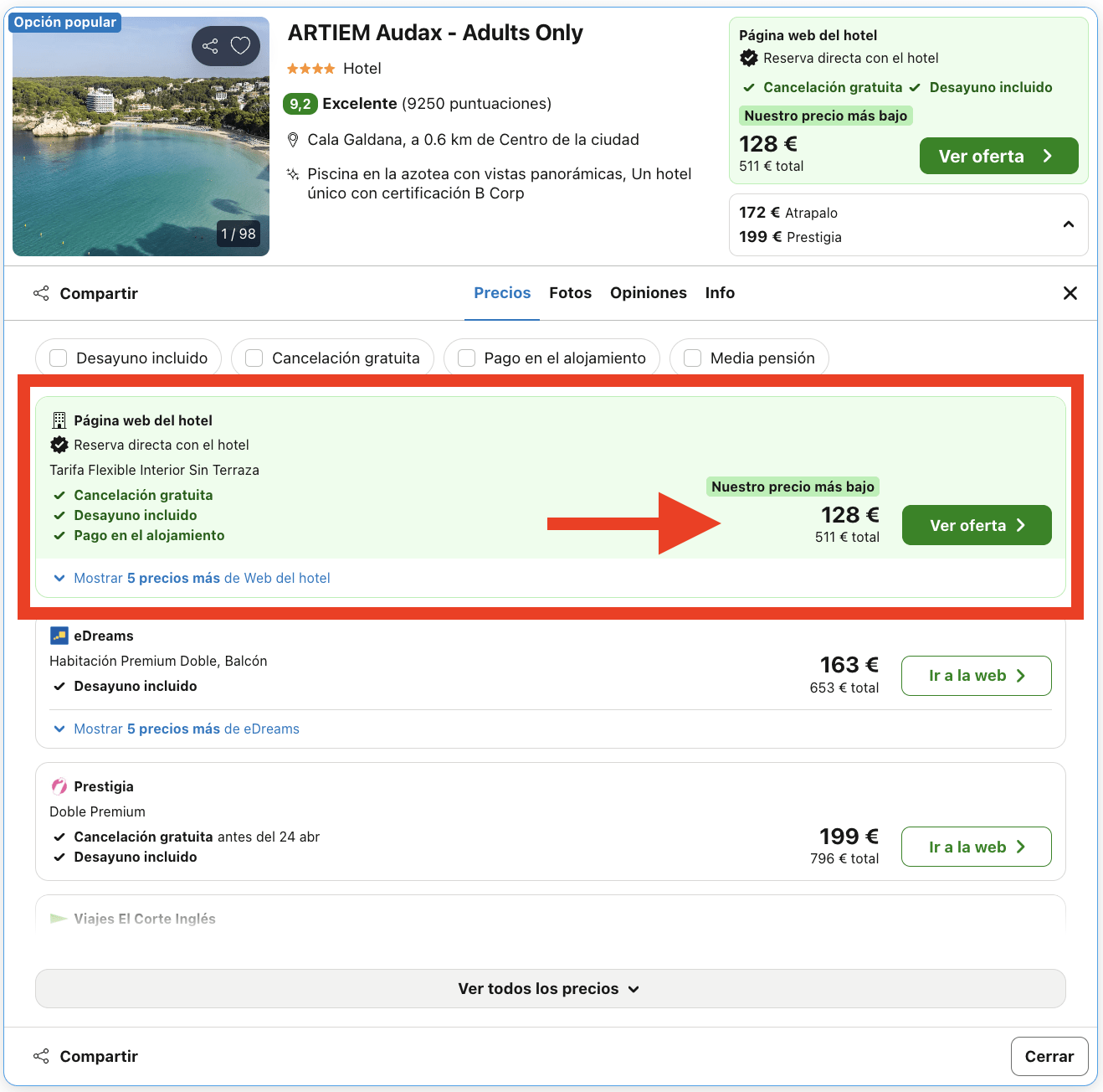Cala Galdana (Menorca): hotel 4* Adults Only por 64€