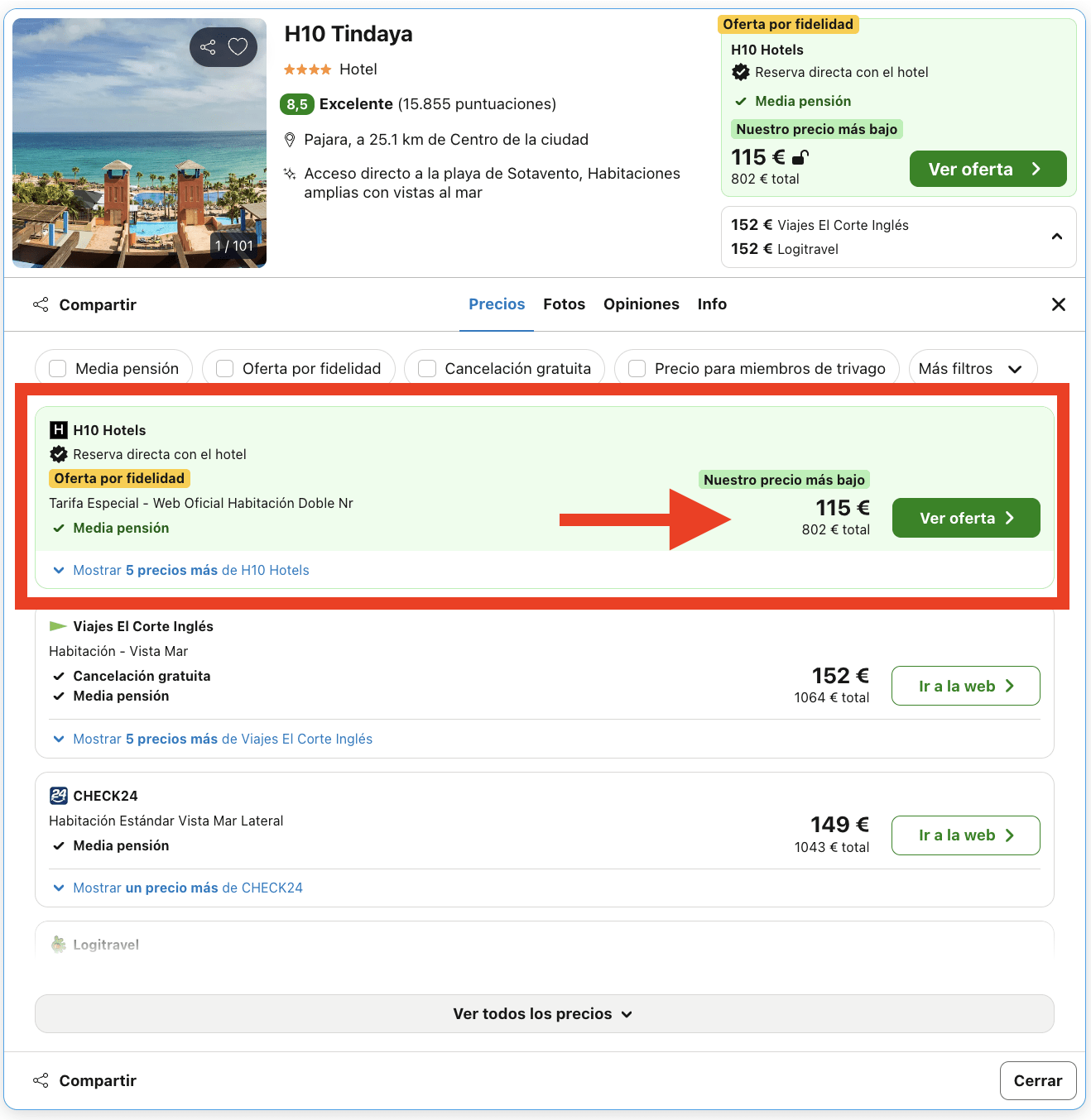7 noches en resort 4* con acceso directo a la playa de Sotavento (Fuerteventura) en régimen de media pensión por 401€