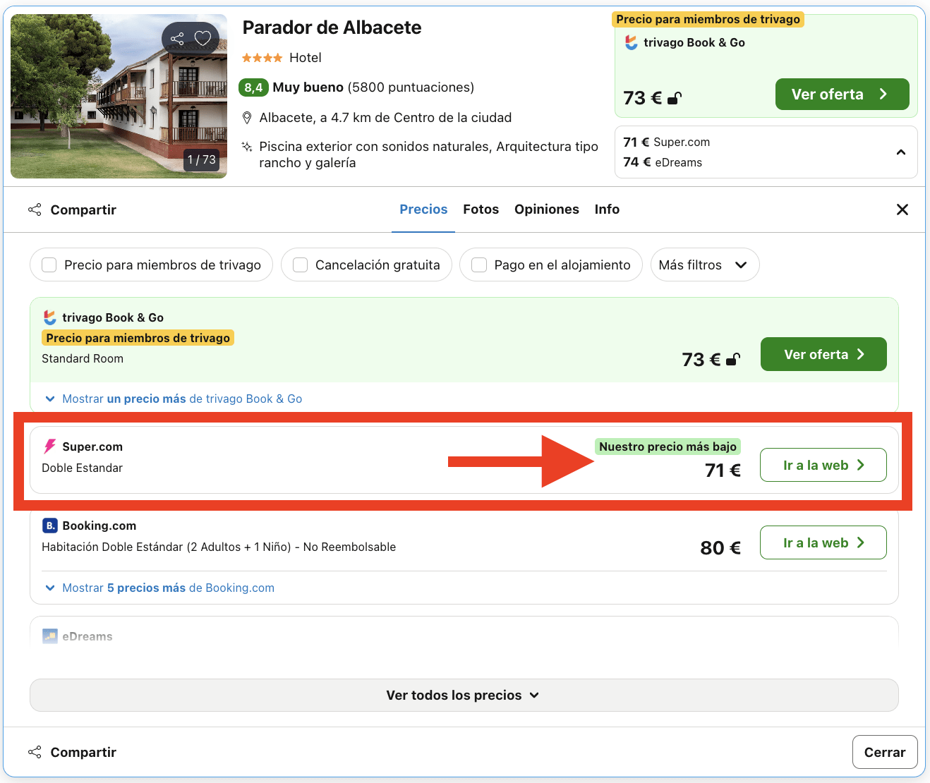Parador ubicado en la extensa llanura de La Mancha por 35€