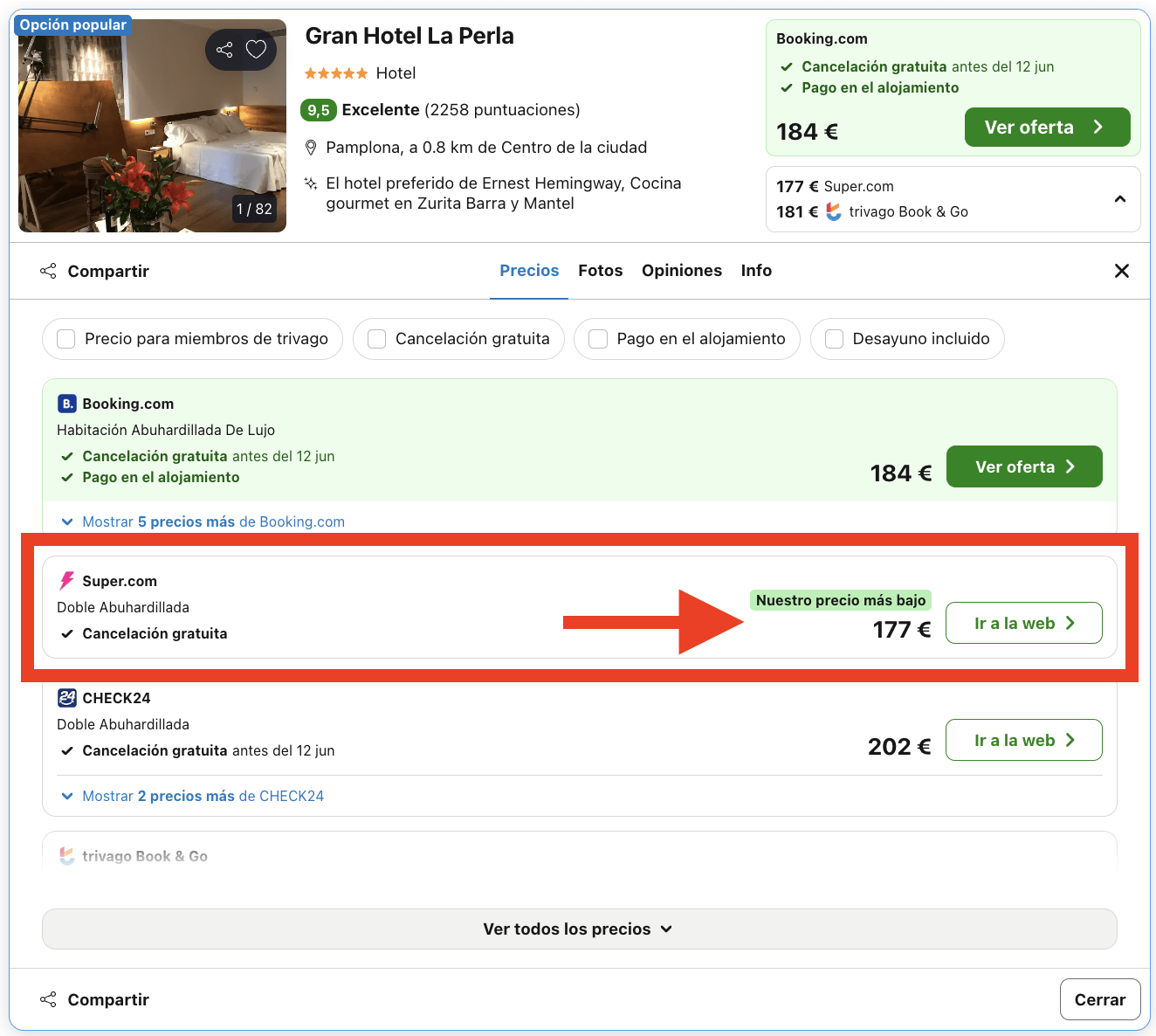 Hotel 5* con vistas a la catedral de Pamplona por 88€