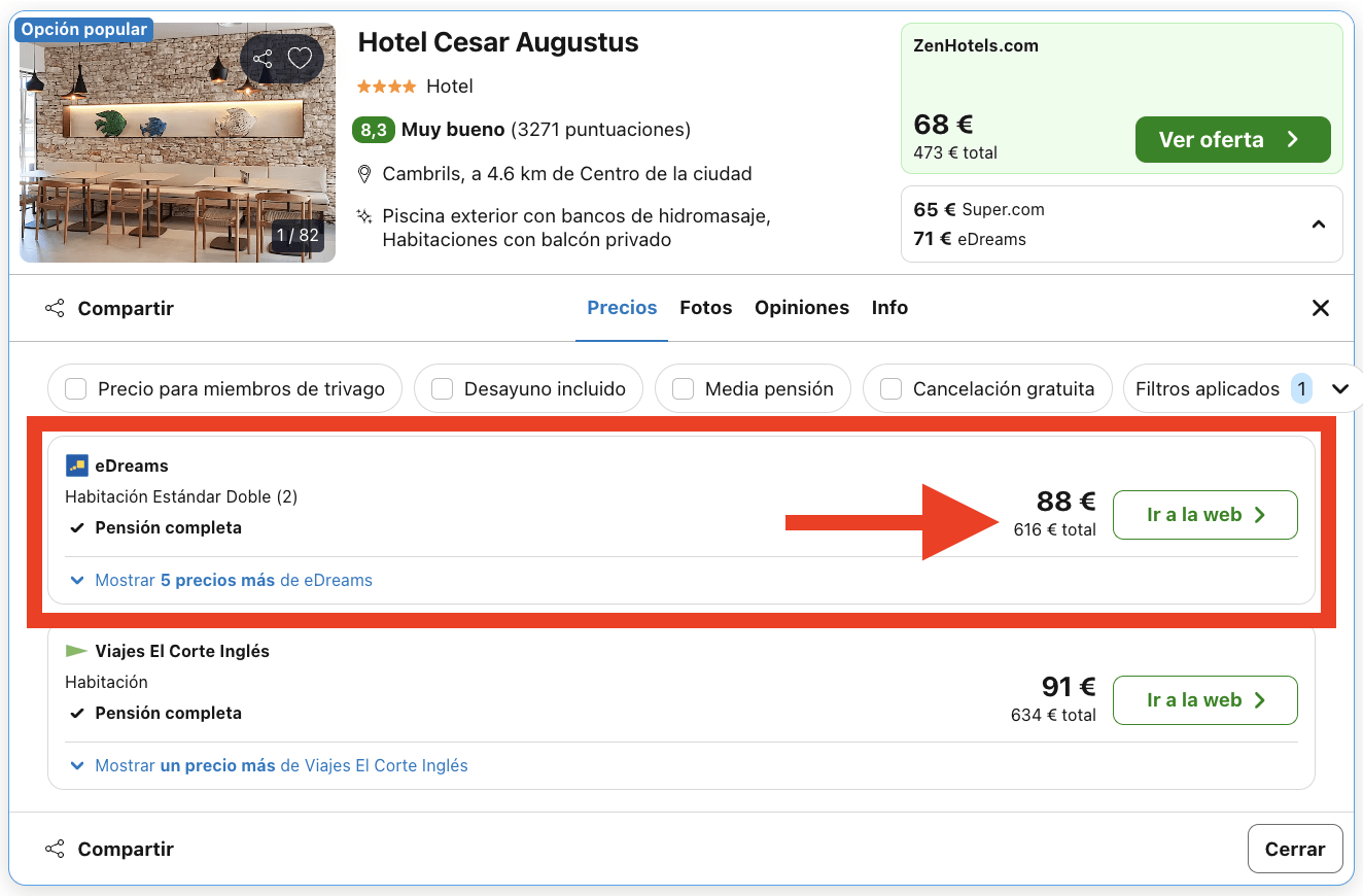 Costa Dorada: 7 noches en un hotel 4* a pie de playa con pensión completa por 308€