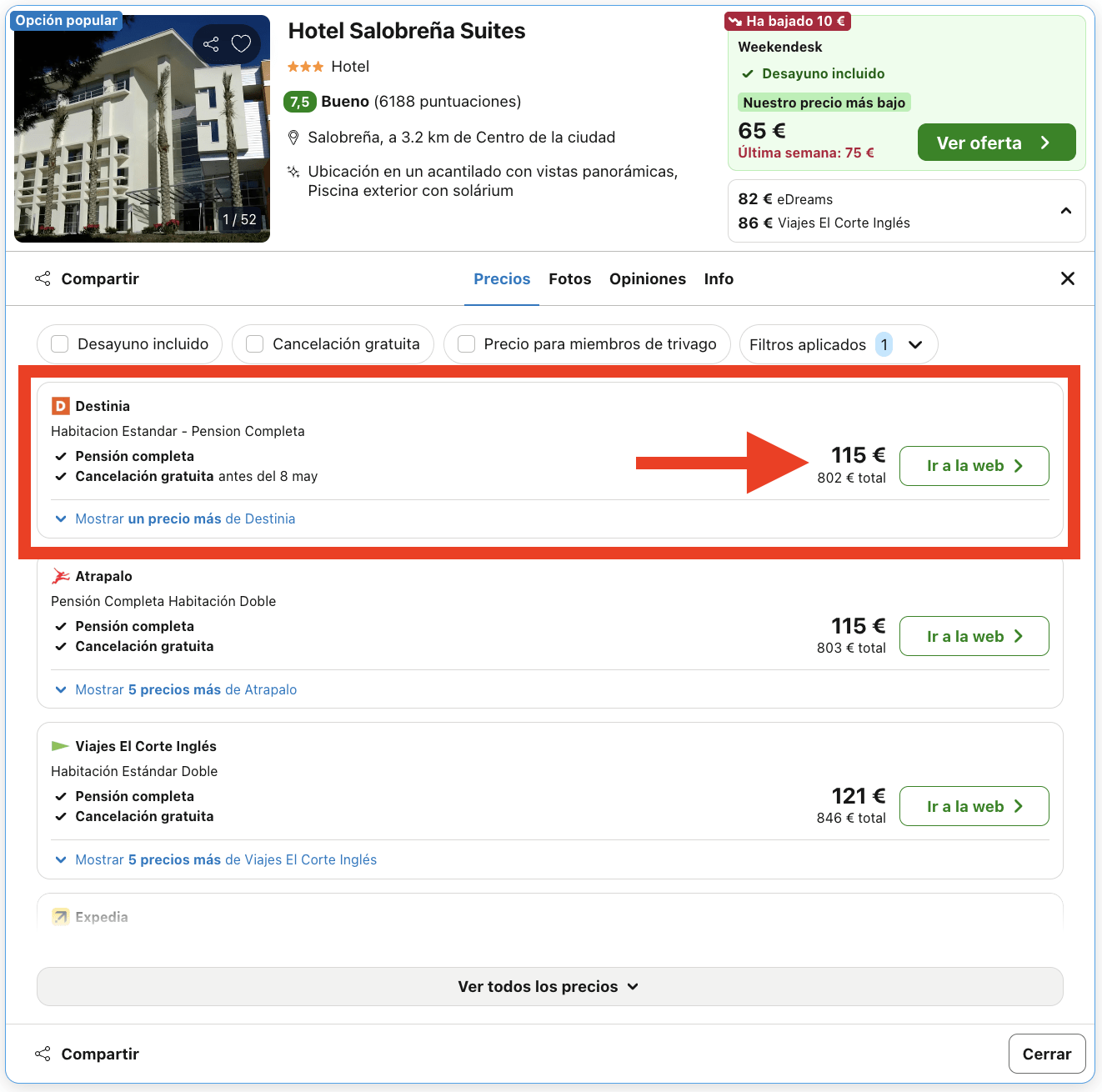 Vacaciones en Salobreña: 7 noches en un hotel 4* con pensión completa por 401€