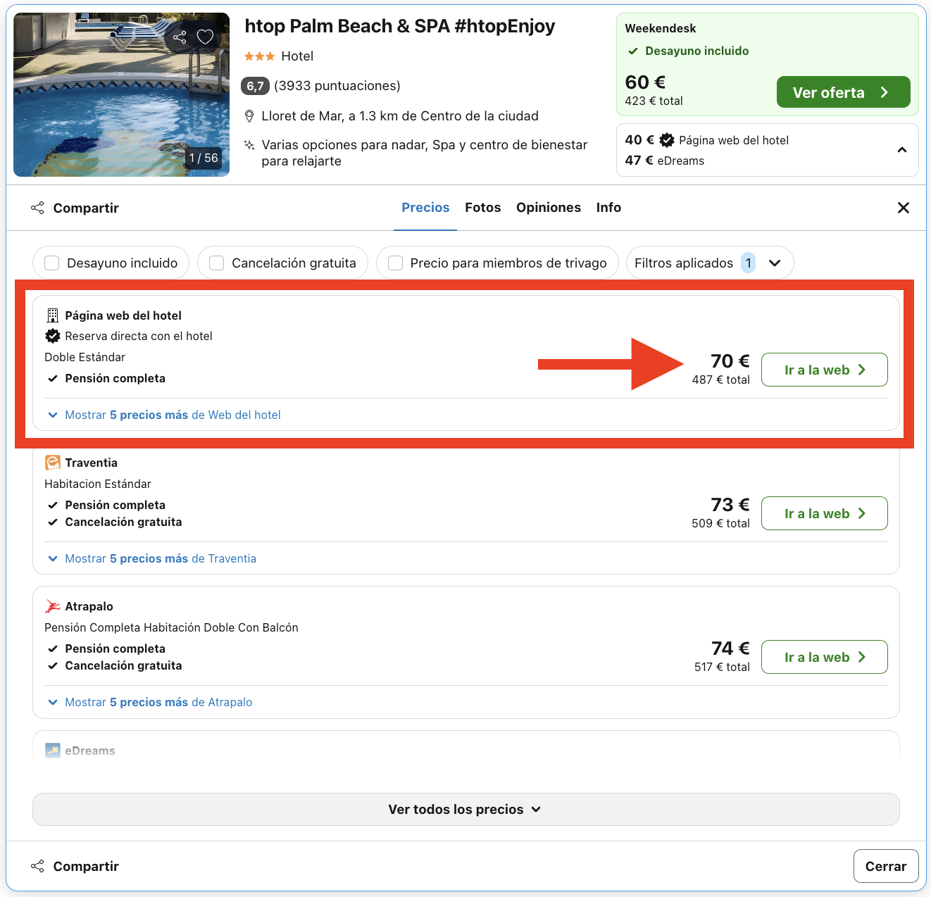 Vacaciones en la Costa Brava: 7 noches en un hotel con pensión completa por 227€