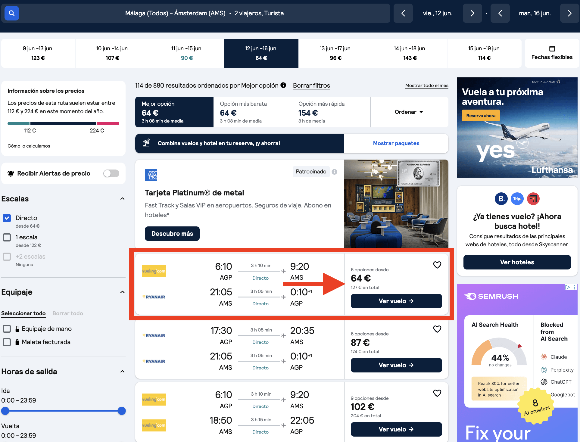 Vuelos a Ámsterdam por 64€ ida y vuelta