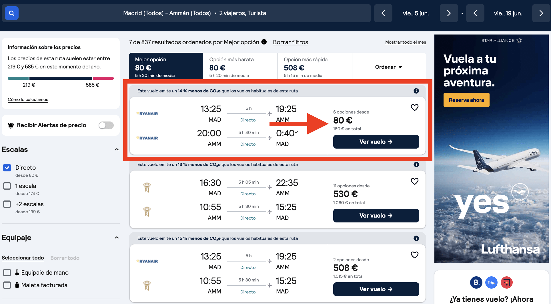 Vuelos directos a Jordania por solo 80€ ida y vuelta