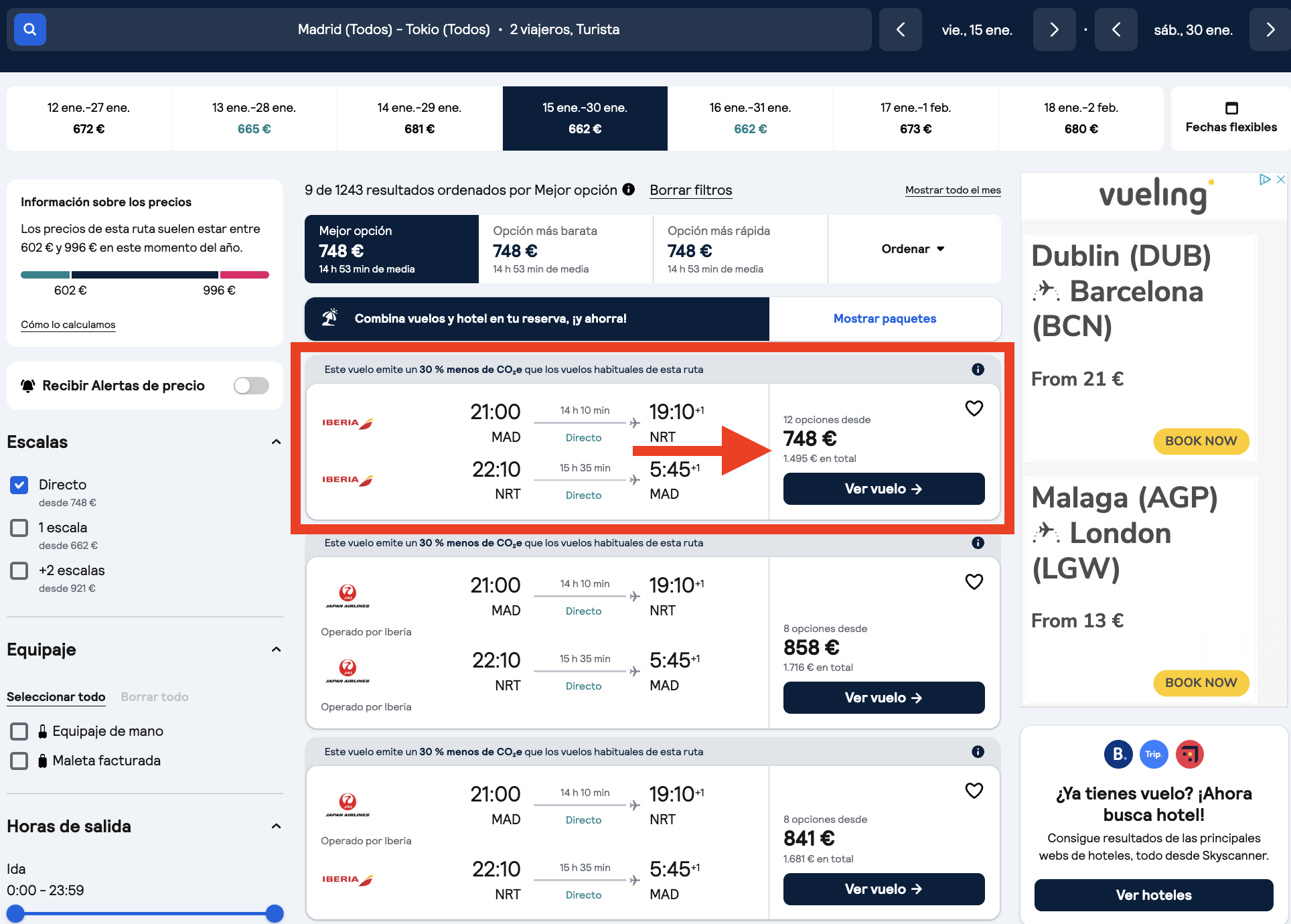 Vuelos directos a Tokio con Iberia por 748€ ida y vuelta