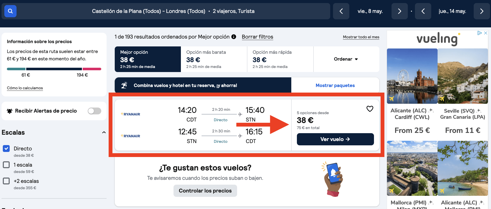 Vuelos a Londres por 38€ ida y vuelta