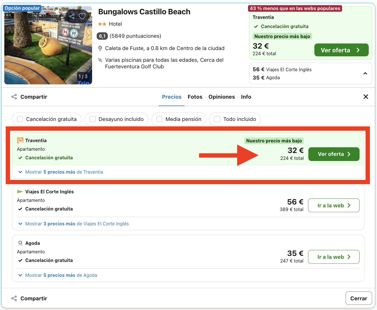 Aparthotel en Fuerteventura por 16€