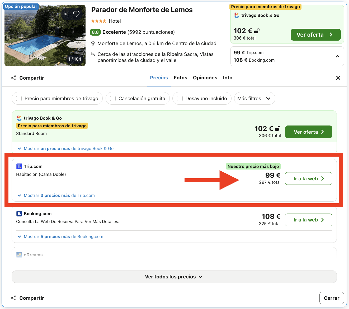 Parador ubicado en un monasterio benedictino del siglo XVII por 49€