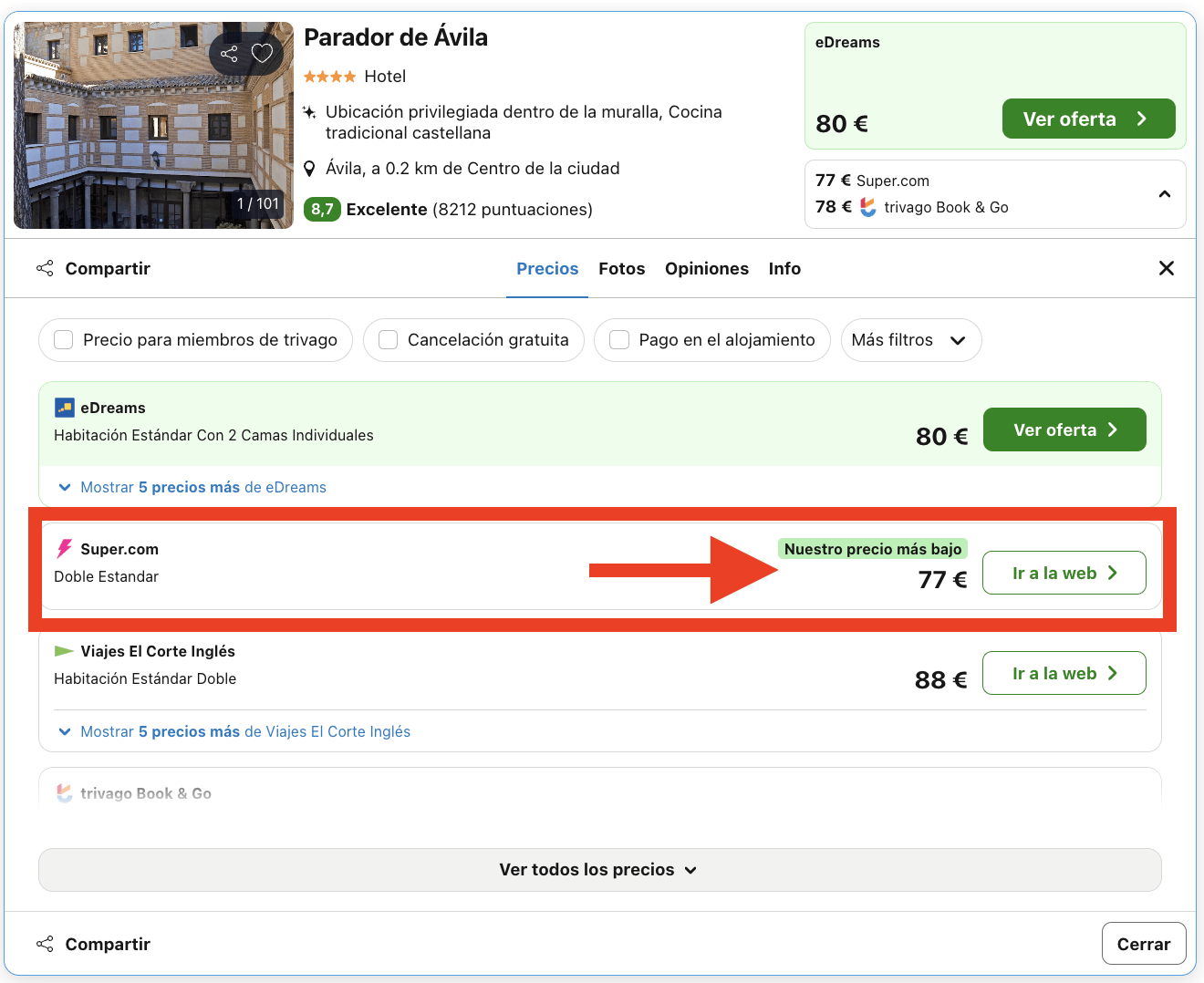 Parador que ocupa un palacio del siglo XVI situado en la capital más alta de España por 38€