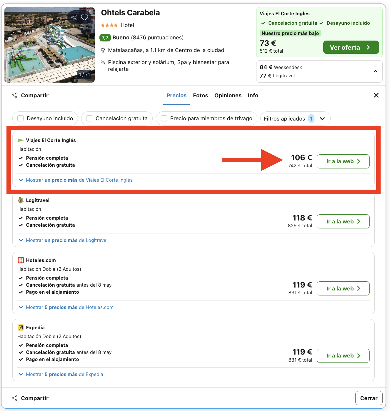 Hotel entre mar y montaña en régimen de todo incluido por 40€