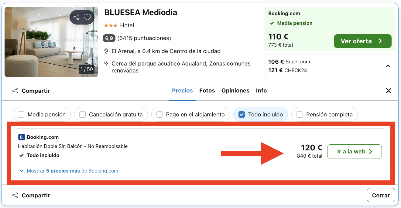 Hotel en la playa con todo incluido por 60€