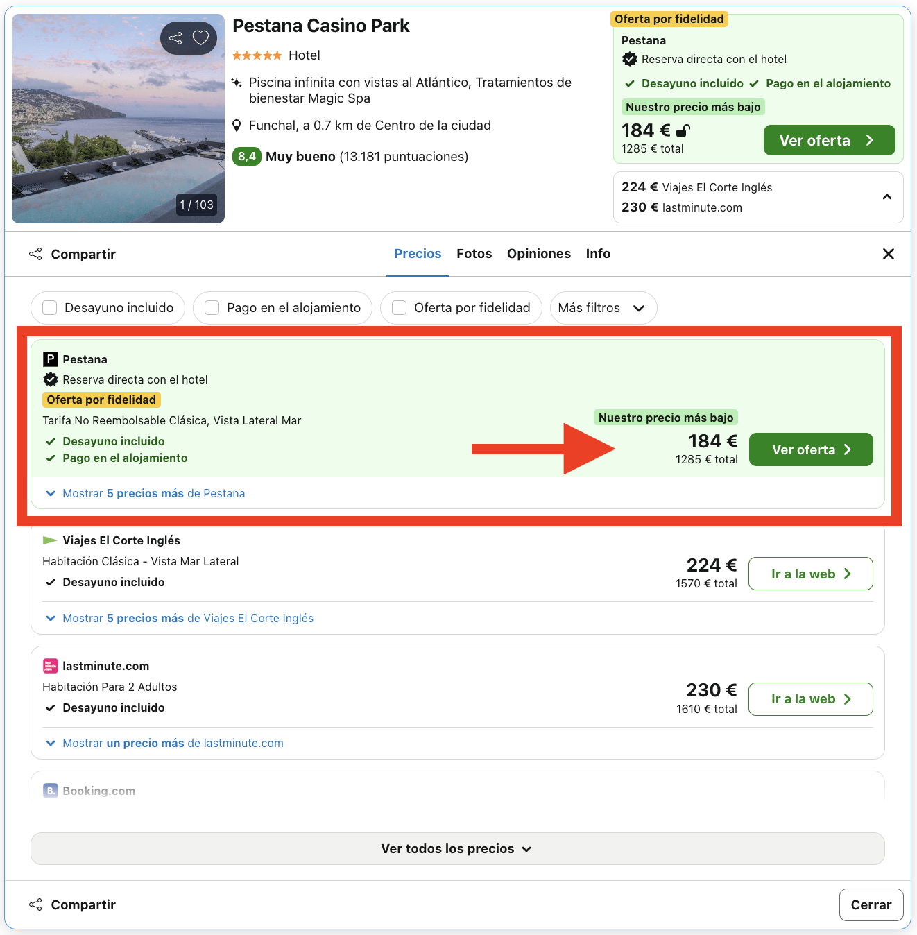 Hotel & Casino Pestana 5* en Madeira por 92€