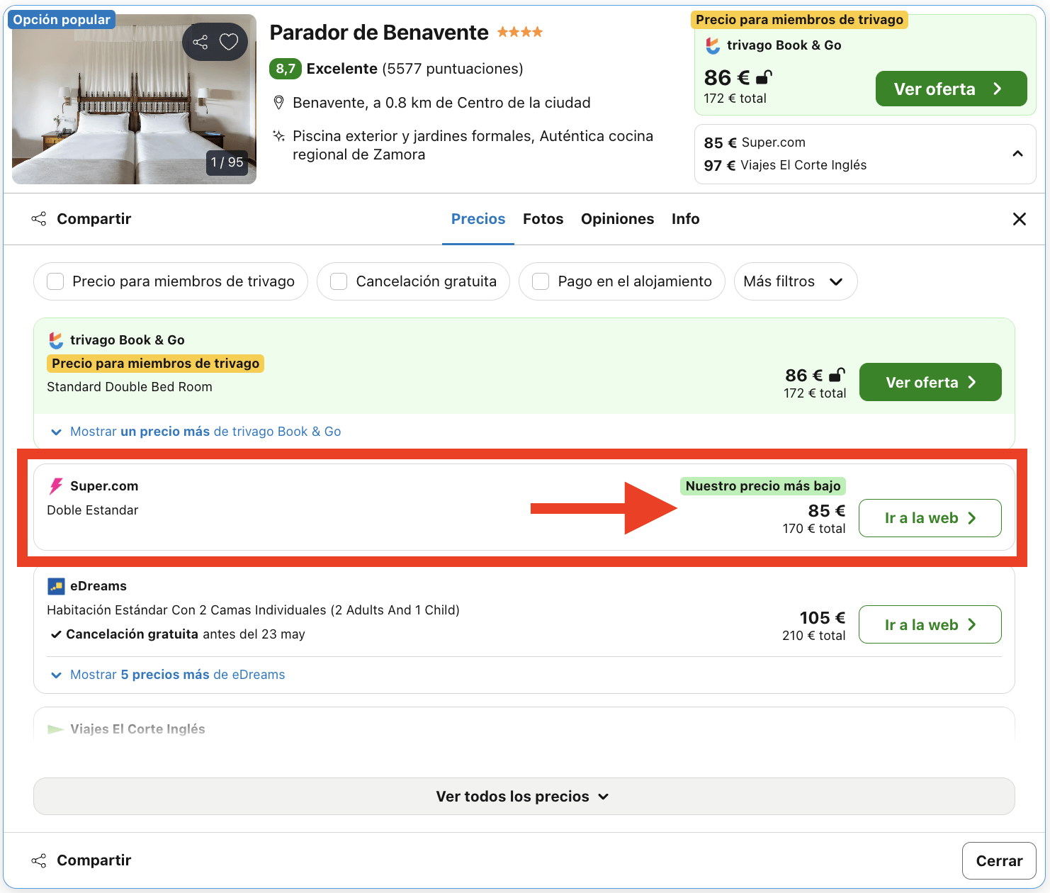 Parador ubicado en un castillo-palacio donde se celebraron las Cortes en 1176 por 42€