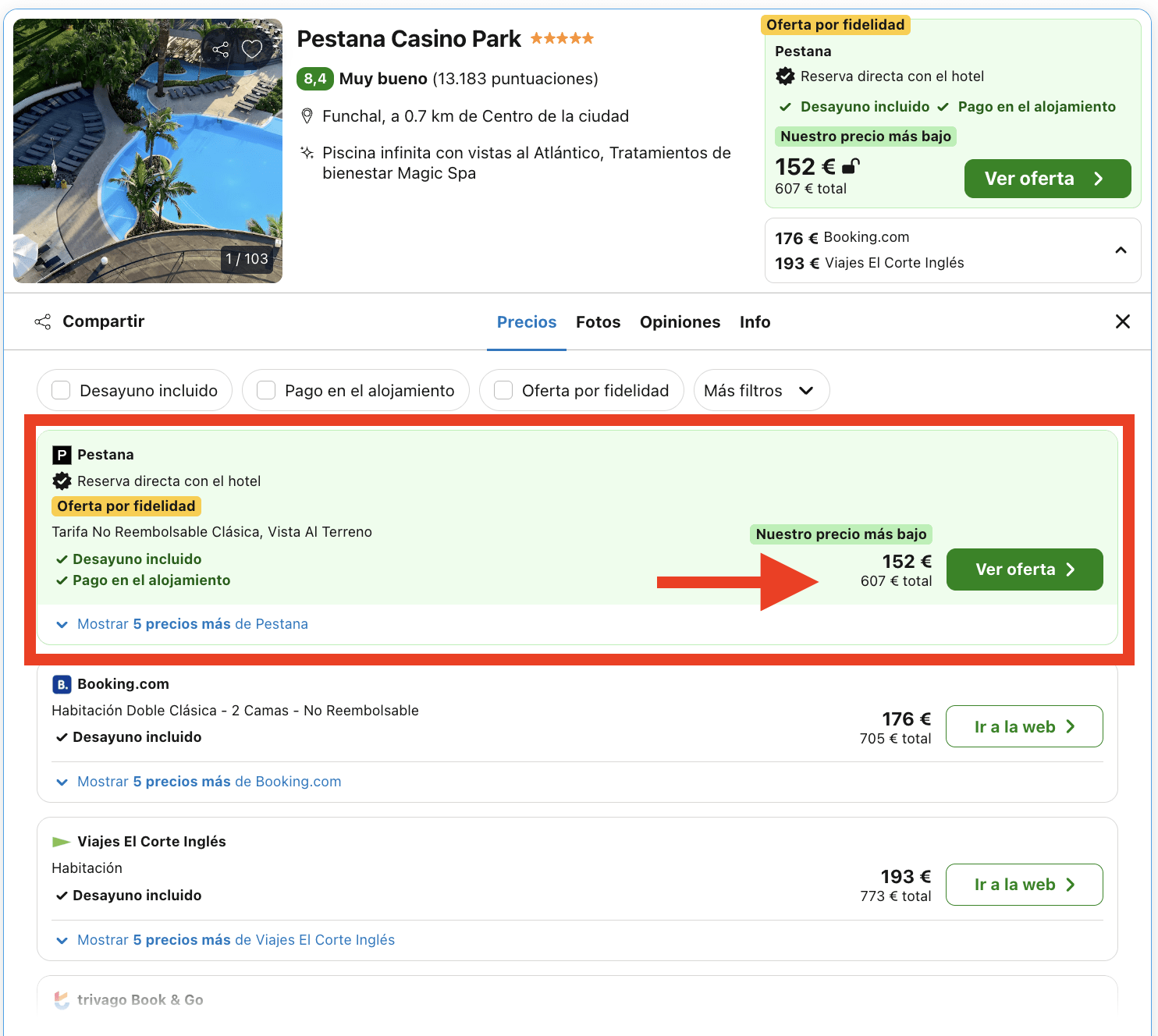 Hotel & Casino Pestana 5* en Madeira por 76€