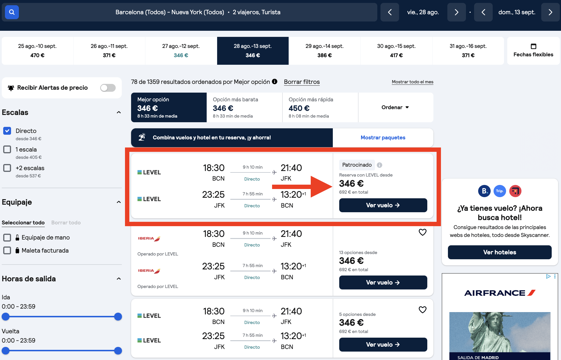 Nueva York en agosto: vuelos directos por 346€ ida y vuelta