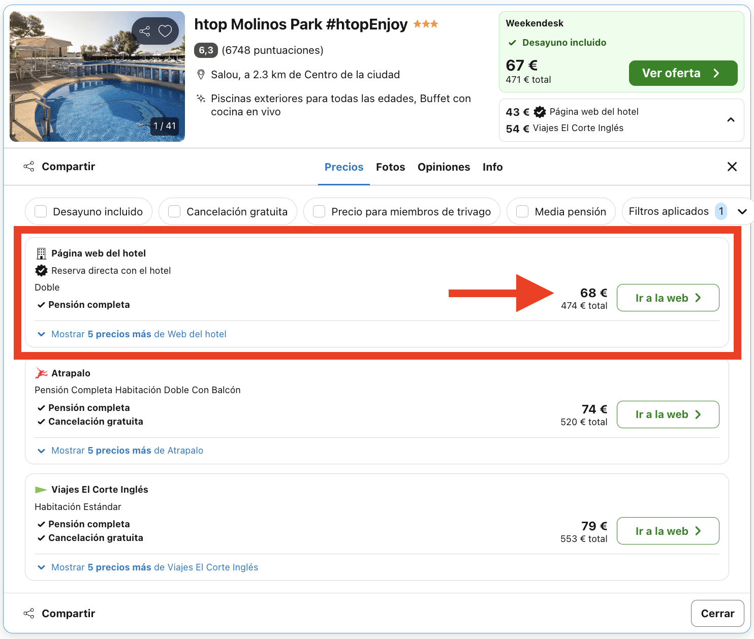 Hotel cerca de PortAventura World con todas las comidas incluidas por 34€