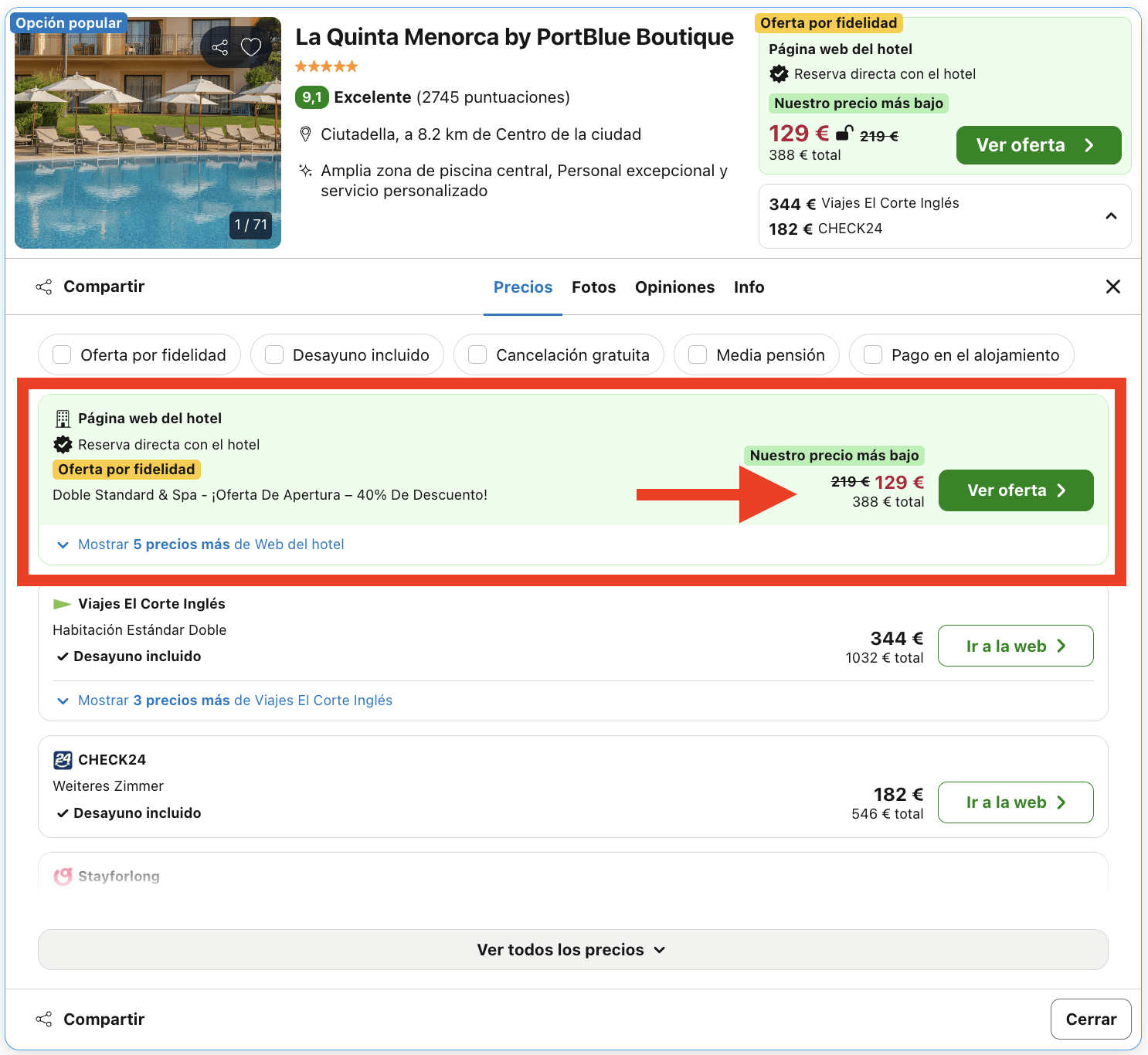 Exclusivo hotel 5* en Menorca con jacuzzi, sauna y baño turco por 64€
