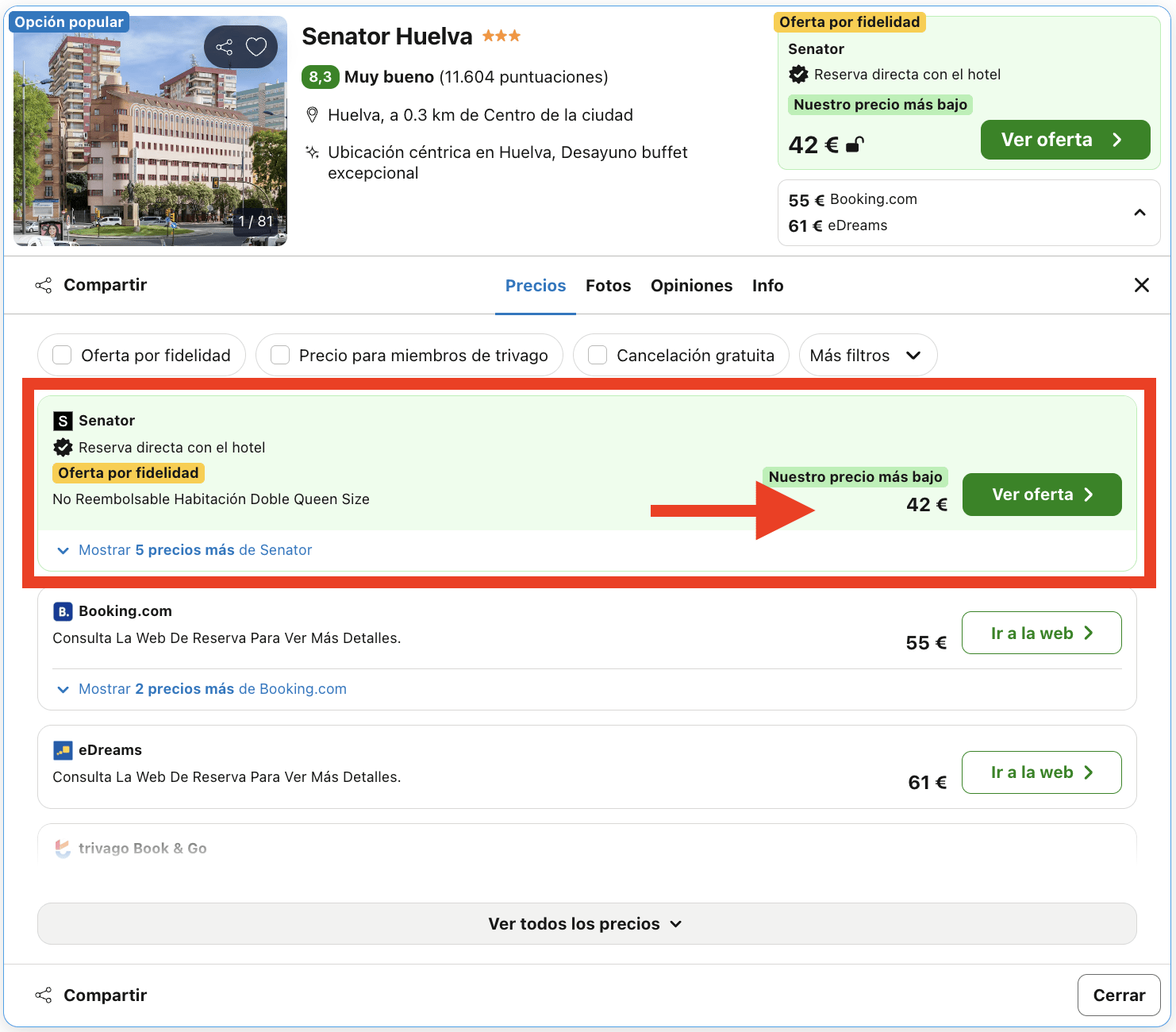 Última hora: hotel Senator Huelva por 21€