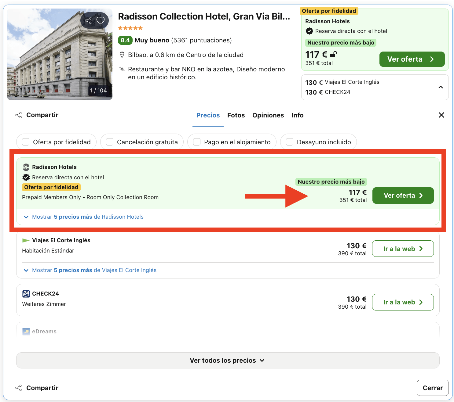 Hotel 5* en Bilbao ideal para descubrir la cocina de vanguardia con raíces vascas por 58€