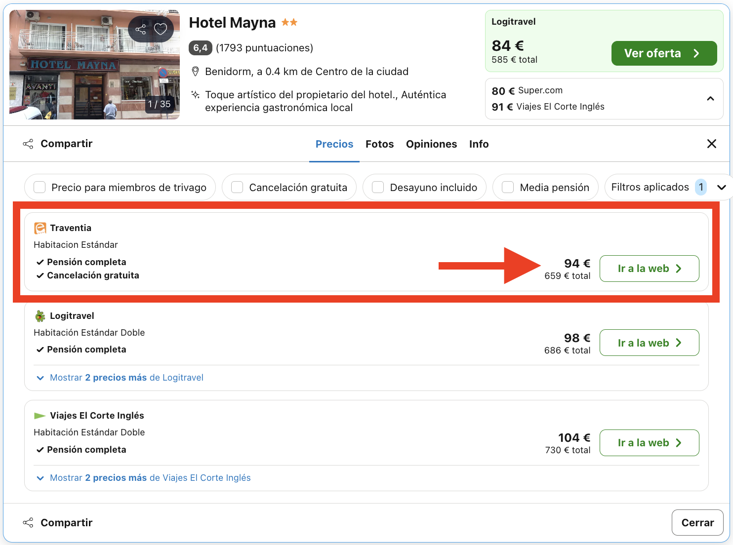 Benidorm: hotel con todas las comidas incluidas por 47€