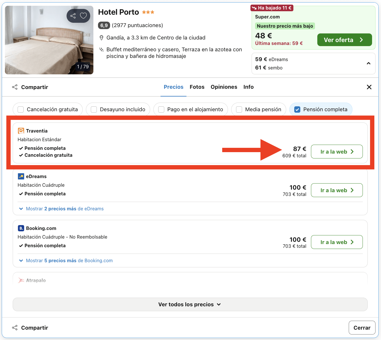 Encantador hotel en Gandía con todas las comidas incluidas por 44€
