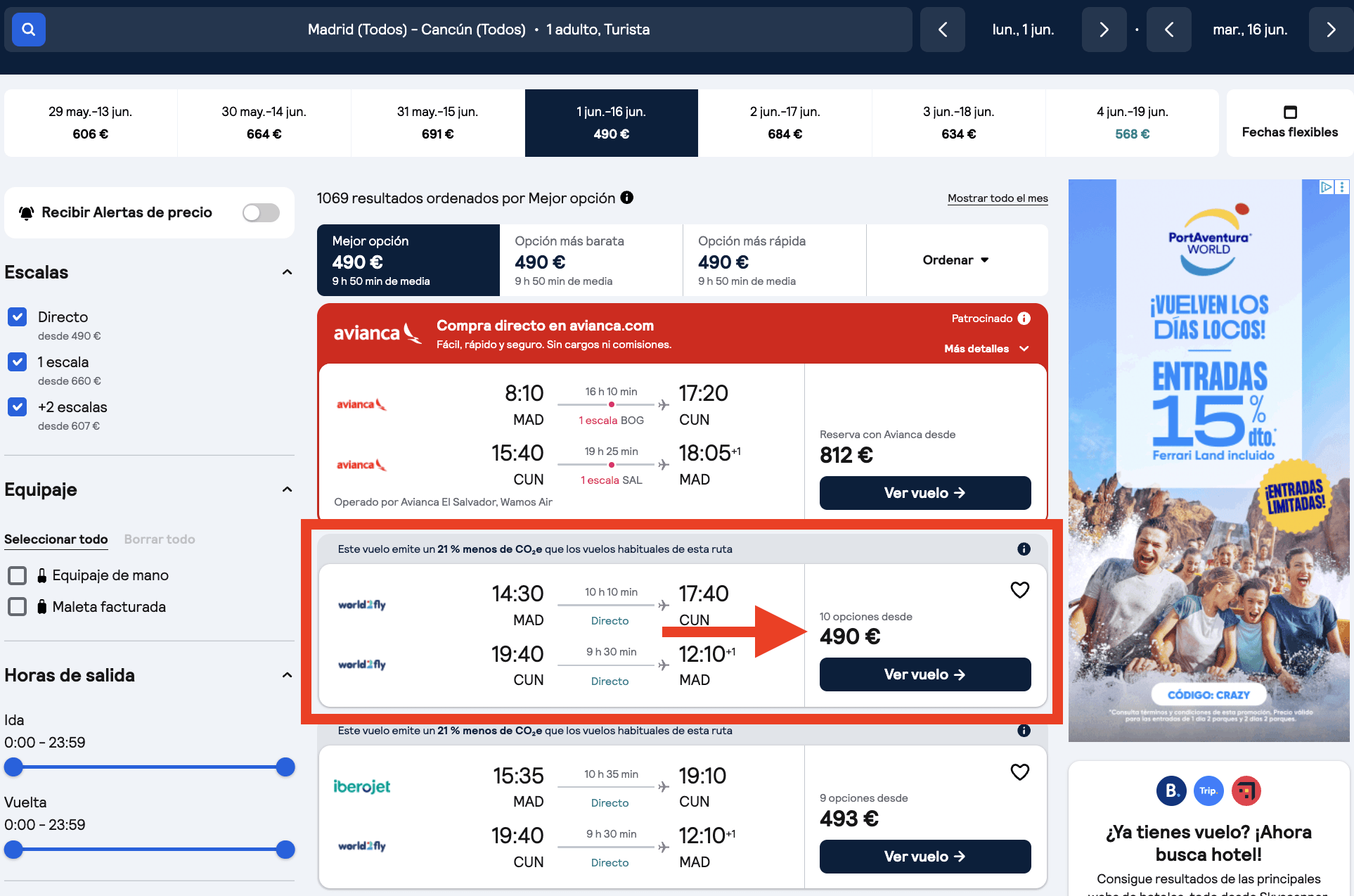 Vuelos directos a Cancún por 490€ ida y vuelta