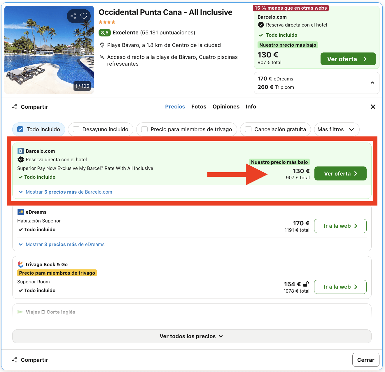 Punta Cana: vuelos directos + 7 noches en resort by Barceló 4* con todo incluido por 952€