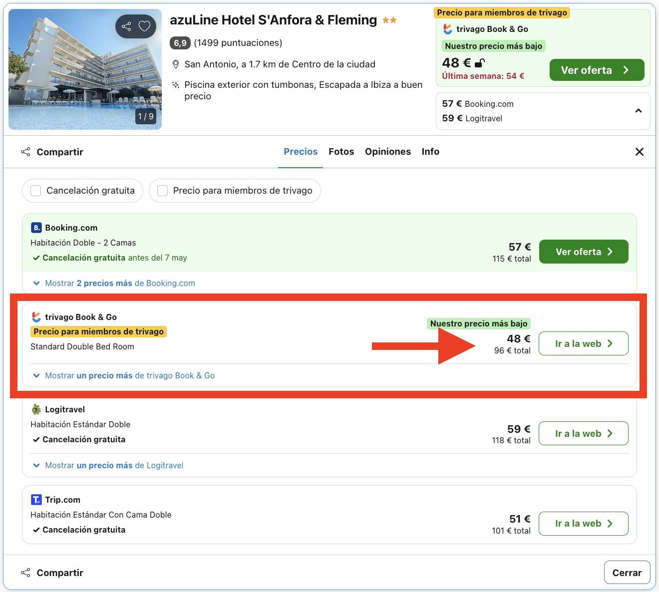 Fin de semana en Ibiza: hotel cerca de famosos locales por 24€