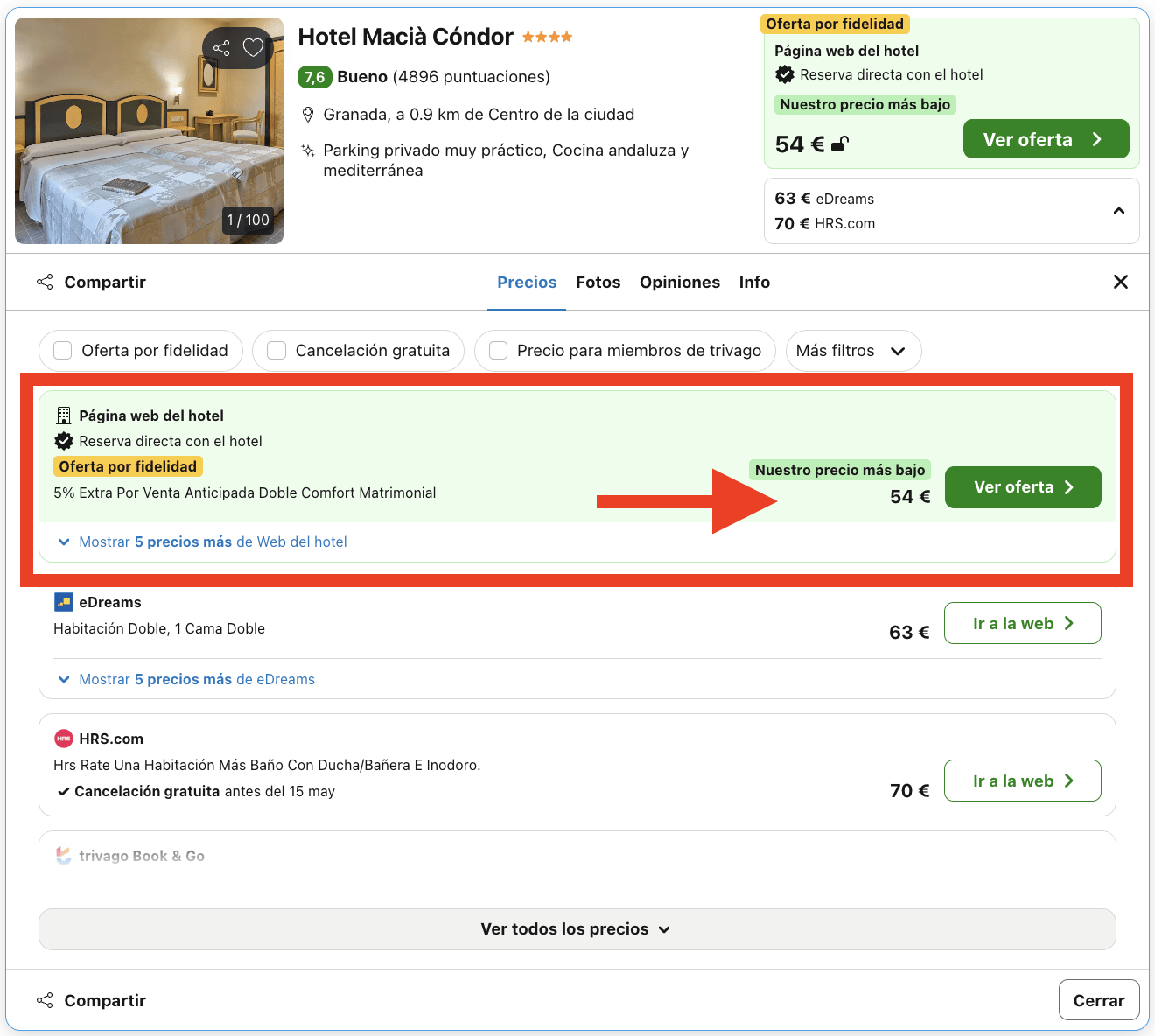 Última hora: hotel 4* en el centro de Granada por 27€